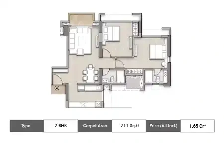 Ten X Era by Raymond Realty 2 bhk floorplan
